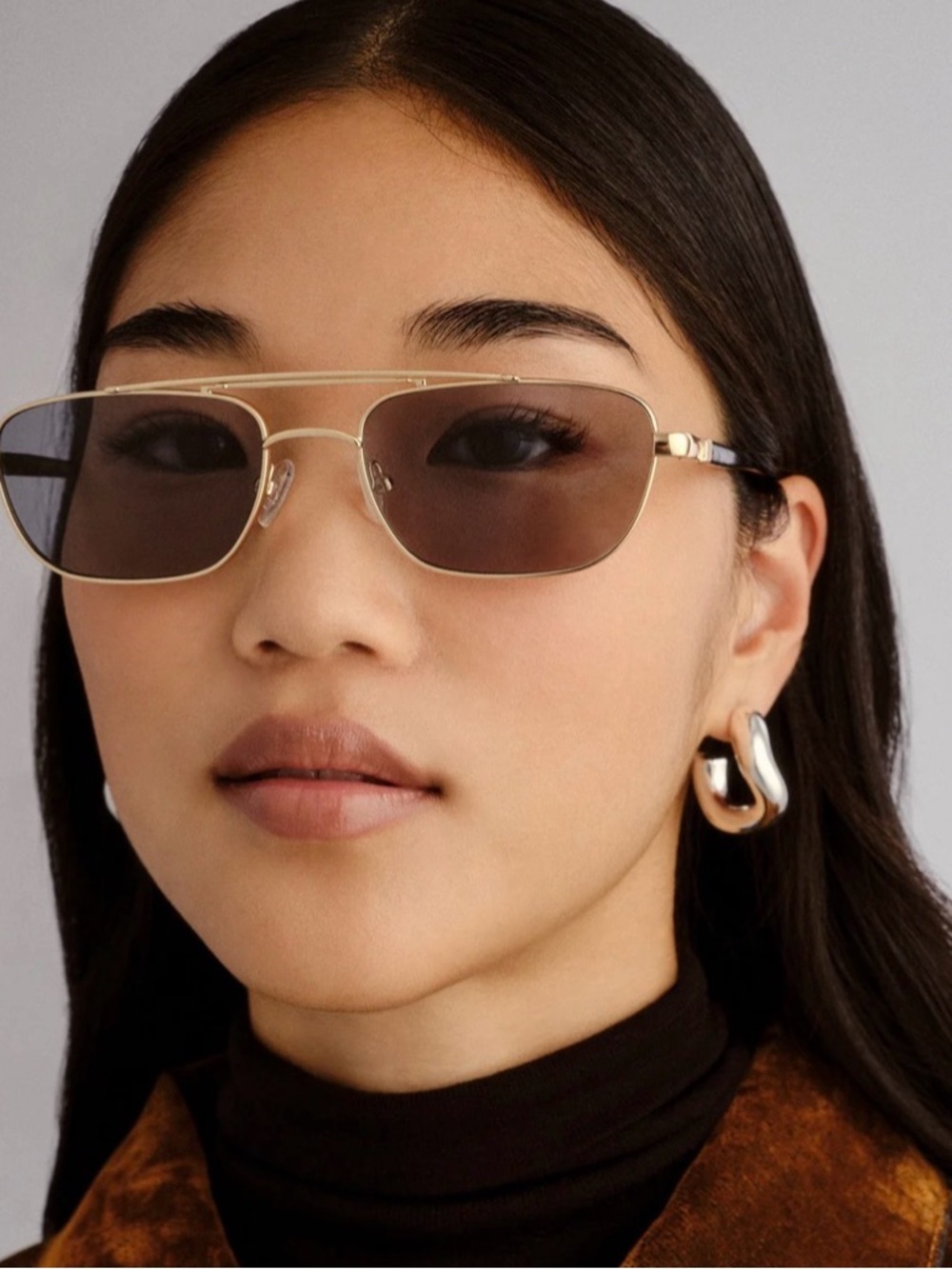 Le Mimi Sunglasses Gold Smoke Tint Metal Frame Unisex